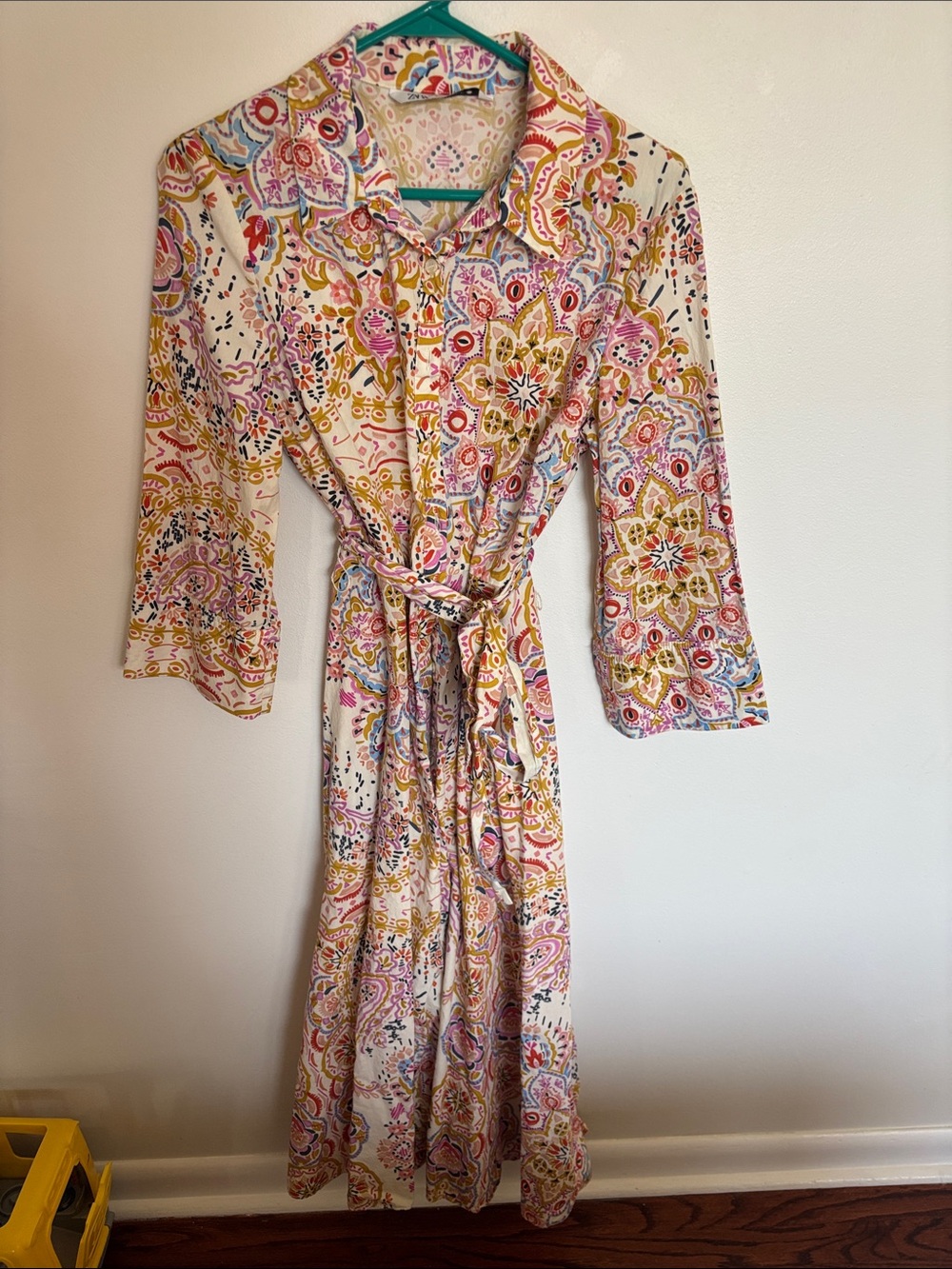Zara Midi Printed Button Up Tie Dress